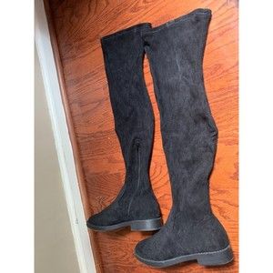 ASOS Women's Suede Black High Flat Boot Size 8